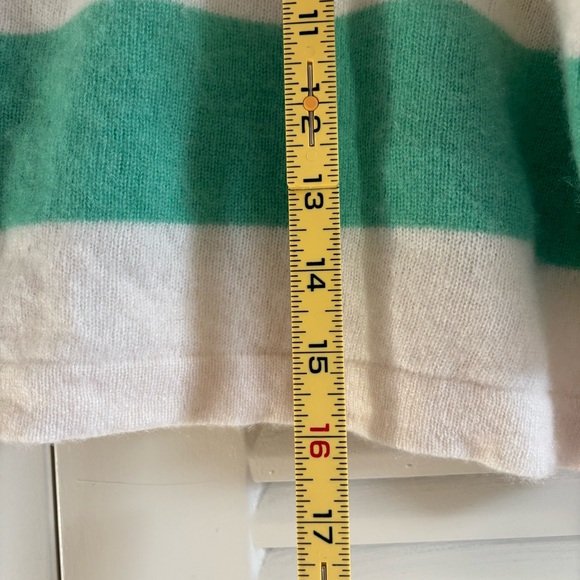 Rachel Zoe Women’s 100% Cashmere Striped Polo Sweater Cropped Green White Size - Picture 7 of 13